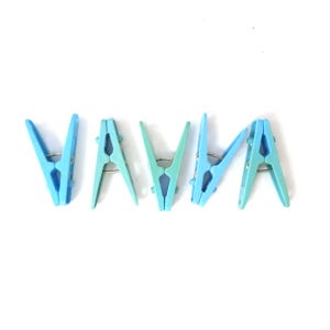 Vintage ClothesPins Set of 5 Blue Plastic Clothes Pins Mid Century Home Decor Estate Sale