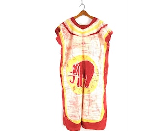 Elephant Dress Vintage Ethnic Animal Print Dress Summer Boho Dress Women's Medium