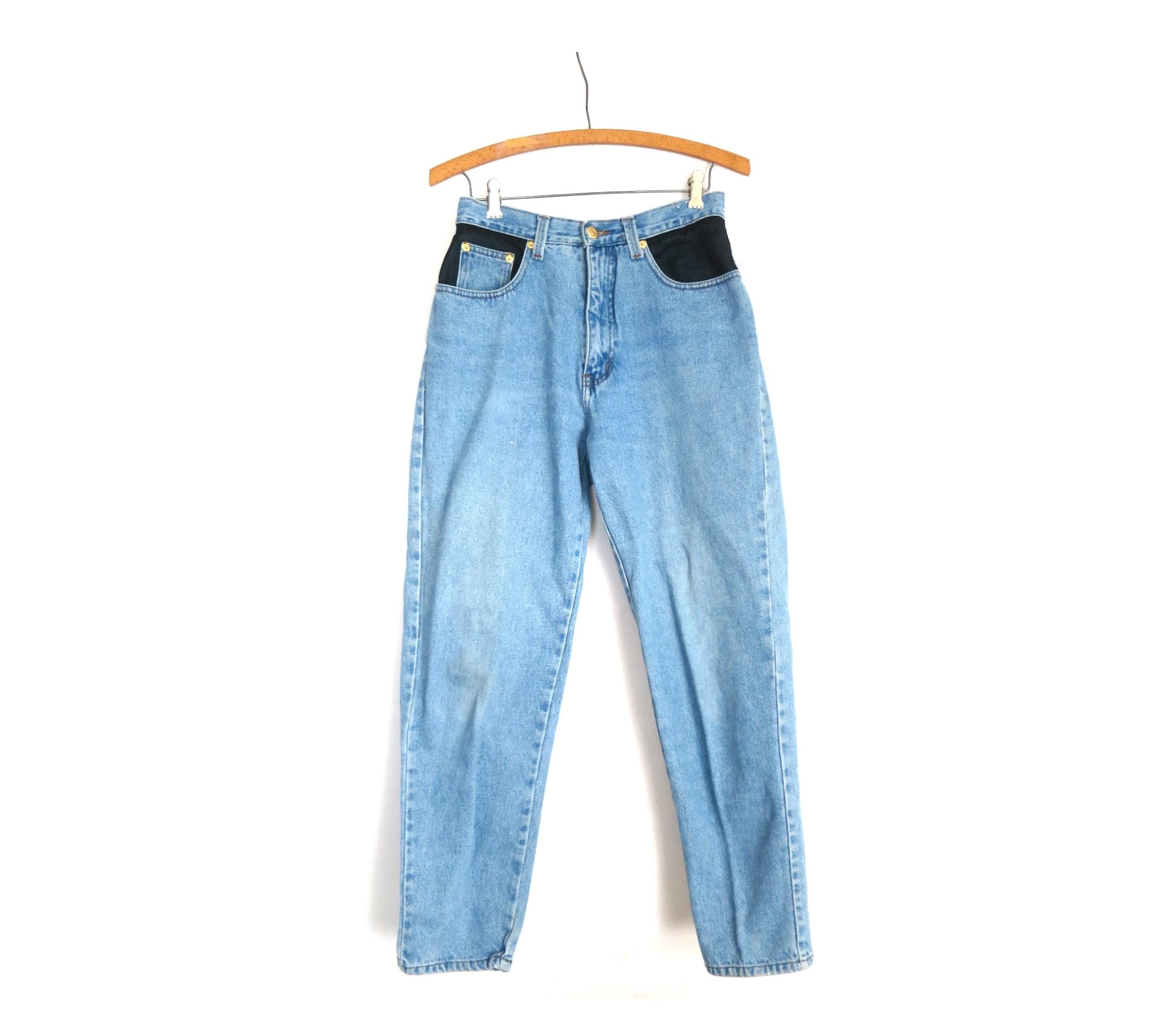90s Vintage Zana Di Blue Jeans | Black Patch Denim Jeans | Size 29