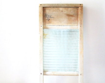 vintage Washboard Wood & Glass Wash Board | old primitive wooden wall hanging