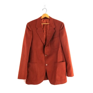 Men&#39;s Suit Coat Brown Vintage Velour Blazer Jacket Menswear Sport Coat Size 42 L