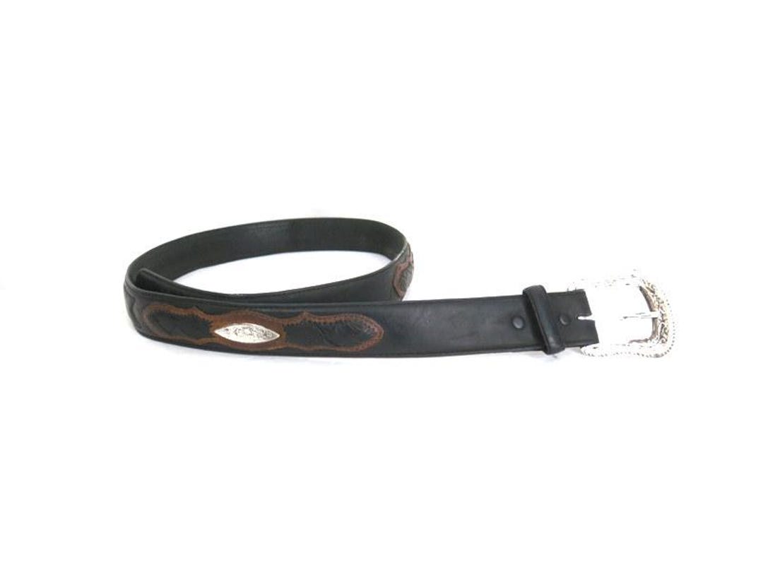 Vintage Metal & Leather Women Black Belt Cowboy UTOWO Adjustable Vintage Western-Belts for Women Men  main image 3