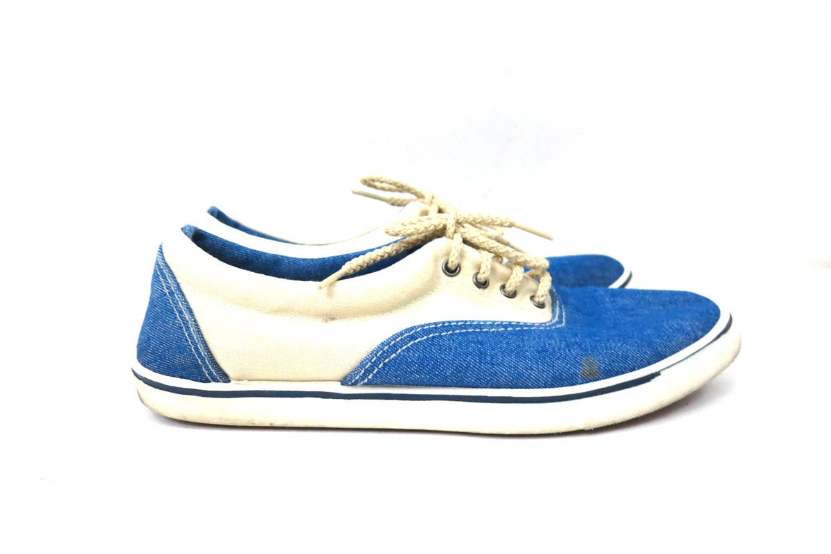 Vintage Denim Tennis Shoes 90s Preppy Sneakers Blue jean Etsy