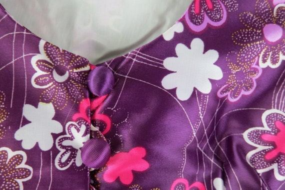 Long Maxi Floral Dress Retro 1970s Dress Purple F… - image 6