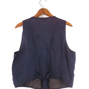 Navy Blue Pattern Vest 90s Sleeveless Tank Top Women's Size Large image 3