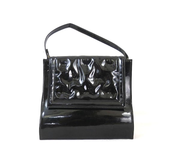 1960s Black Patent Top Handle Purse Vintage Shiny Black Shoulder Purse Classic Evening Bag Cocktail Party Etsy