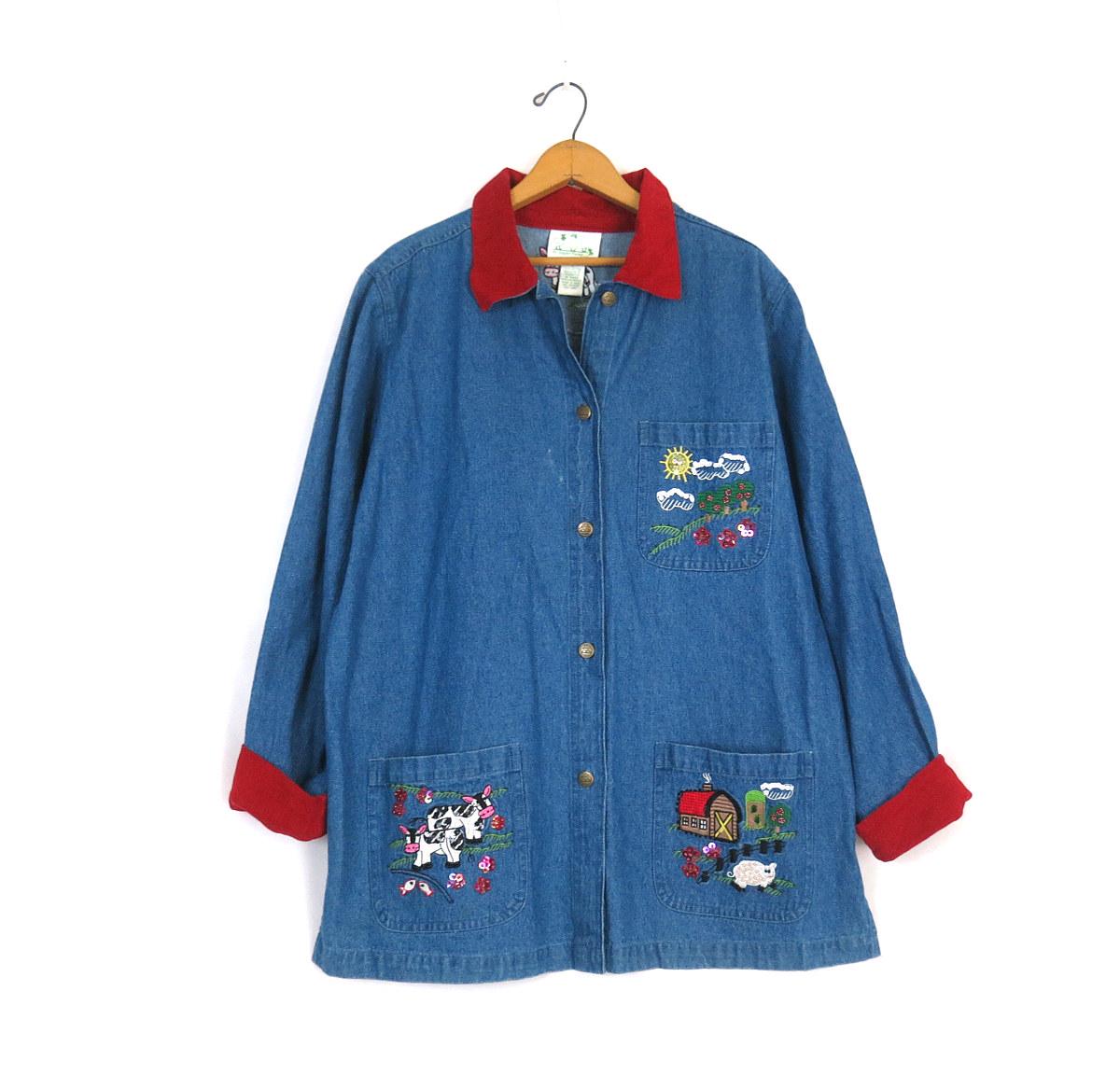 Embroidery Quacker Factory Denim Jacket Quacker Factory Jackets