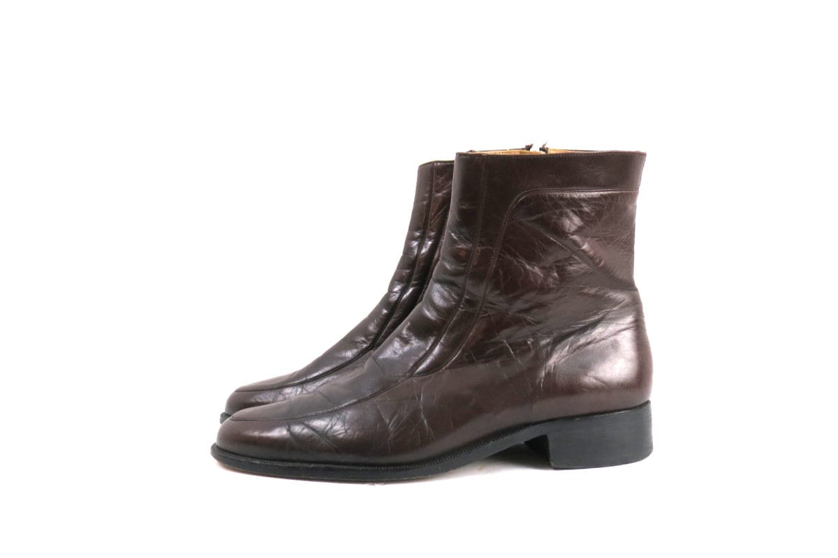 Vintage Men's Fejuma Rockabilly Boots Brown Leather Ankle Boots