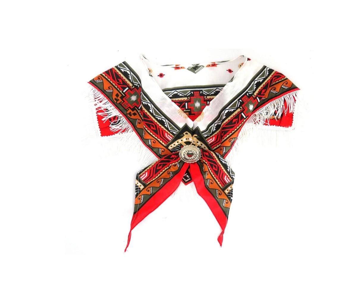 Vtg Square Dance Western Fringe Collar Barrette Bandana Rodeo Cowgirl 90s USA Vintage Rodeo Cowboy Scarf - Etsy main image 2