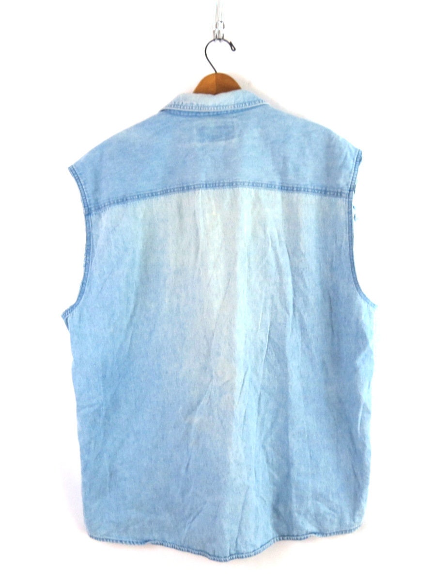 Buy Sosandar Blue Sleeveless Denim Shirt from Next Luxembourg