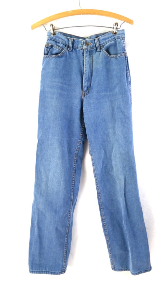 Vintage 1970s Blue Jeans Faded Denim Jeans Distre… - image 3