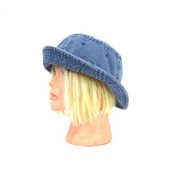 Blue Cotton Bucket Hat | Vintage Nissun Hat | Lar… - image 6