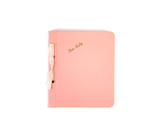 Pink Baby Book Blank Baby Book Mid Century Hardcover Baby Photo Album Vintage 1950s Baby Book