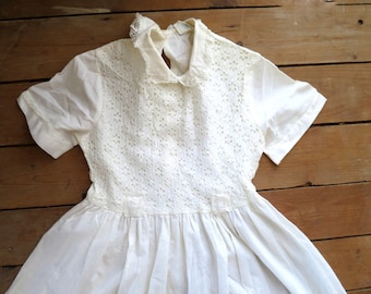 1950's Girl's Dress White Vintage Children's Dress / Child's Size 7