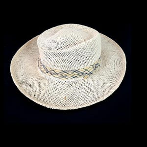 Vintage Straw Beach Hat | Wide Brim Sun Hat with Band | Unisex Summer Hat / maq