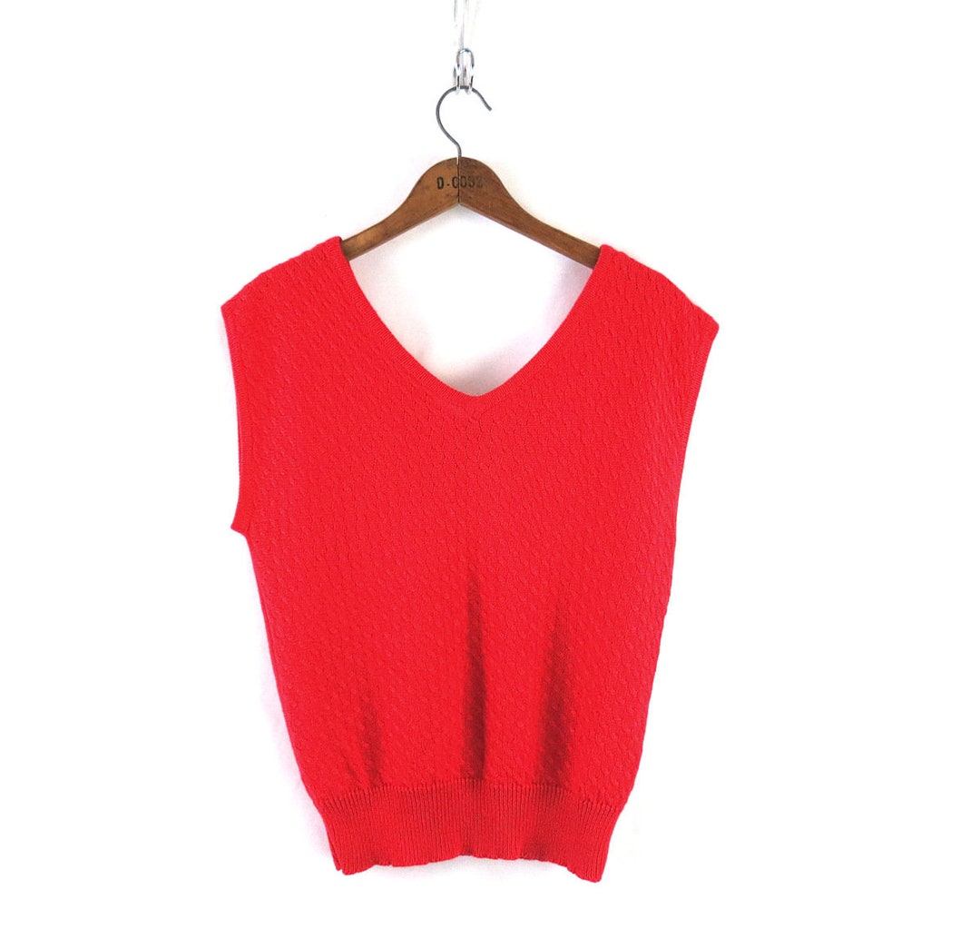 Vintage Red V Cut Knit Top