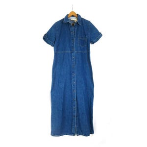 Vintage 90s Blue Denim Shirt Dress, Bobbie Brooks Jean Dress Women's Size Medium