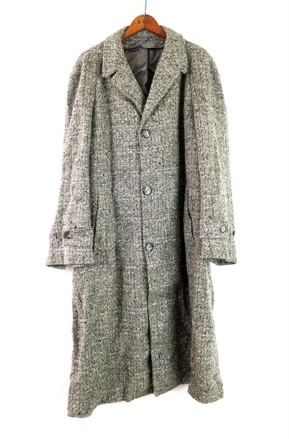 Vintage Speckled Gray Wool Overcoat | Long Trench… - image 2