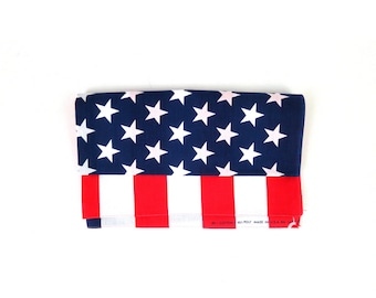 1990s USA Flag Bandanna 4th of July Novelty American Flag Bandana Scarf Vintage Head Wrap