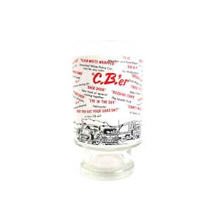 Vintage Truck Driver CB&#39;r Glass Tall Truck Driving CB Glass 1970s Kitchen Cafe Diner Decor