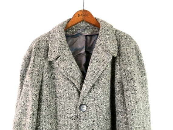 Vintage Speckled Gray Wool Overcoat | Long Trench… - image 5