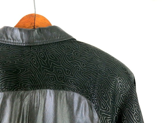 Long Black Leather Coat 80s Duster Jacket Vintage… - image 9