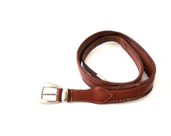 Ceinture en cuir marron Stetson ceinture en cuir tressé vintage 00s Cowboy ceinture unisexe taille 42 44