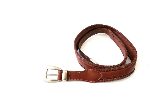 Brown Leather Stetson Belt Braided Leather Belt V… - image 1