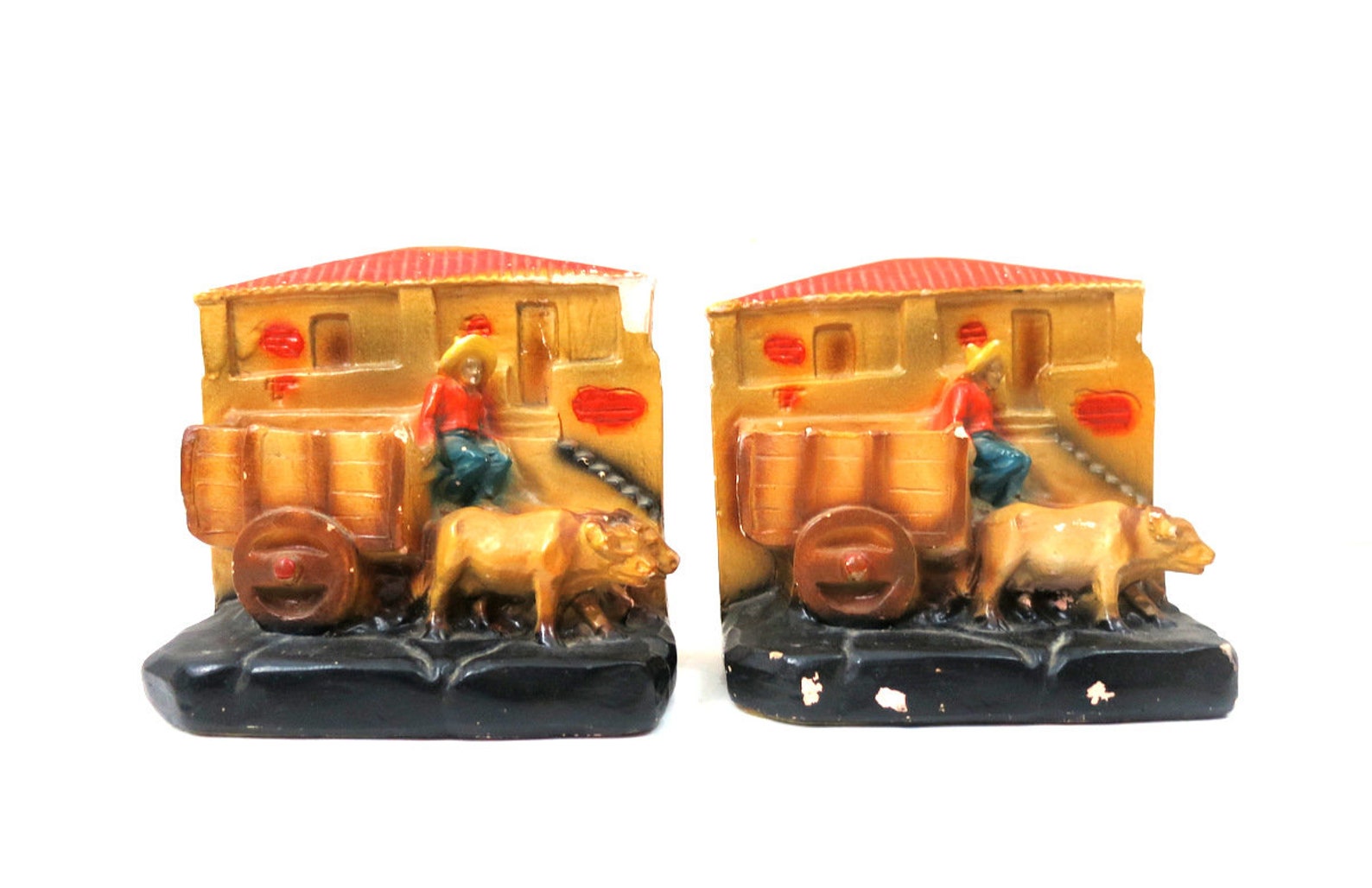 Vintage Chalkware Bookends Southwestern Decor Set of Two Chalk Etsy