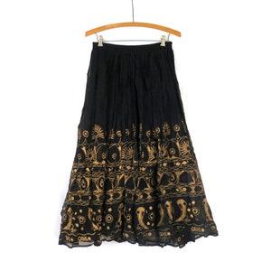 90s Vintage Long Boho Maxi Skirt Festival Wear Women&#39;s Size Small