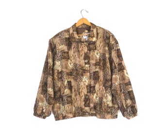 Vintage Silk Windbreaker Jacket: 90s Button-Up Bomber, Size Medium