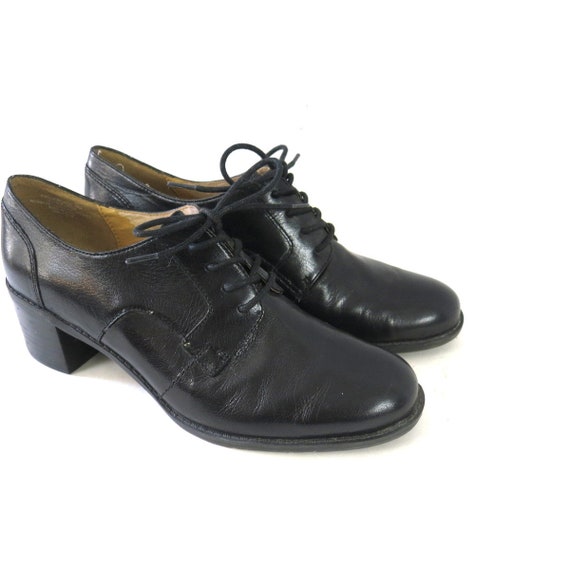 90s Black Leather Oxford Shoes | Minimal Nine Wes… - image 5