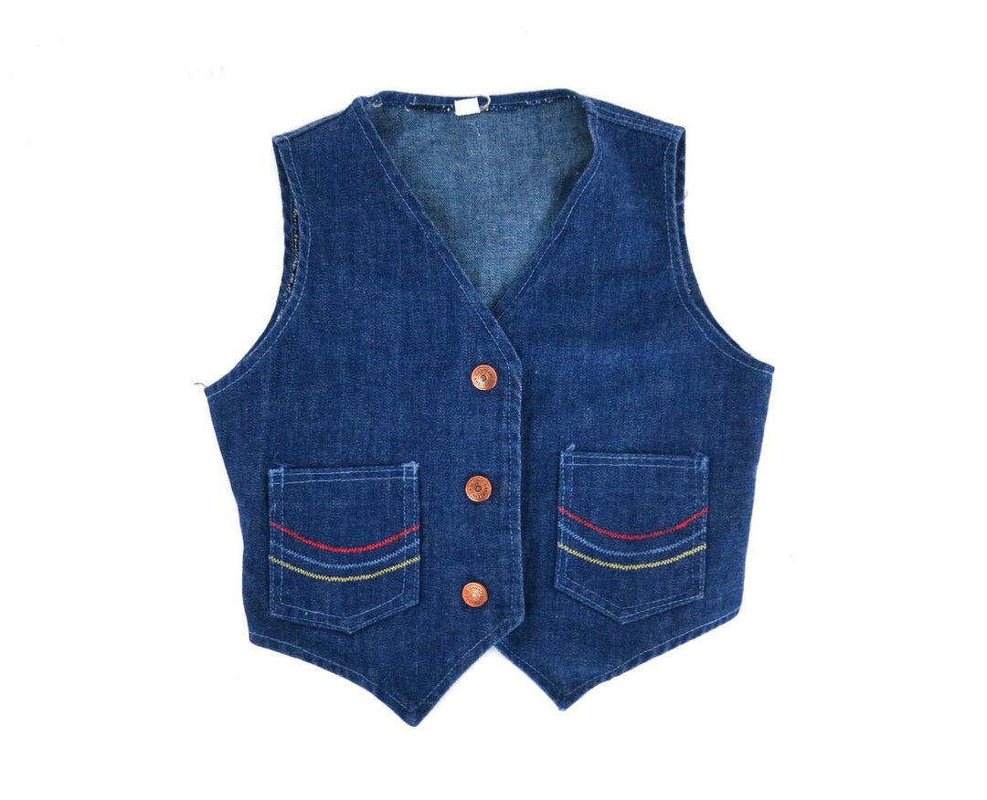 Vintage 1970s Kid's Jean Vest / Children's Denim Vest Etsy