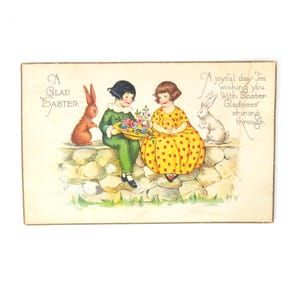 cartolina di Pasqua d'epoca biglietto di auguri antico / 1936