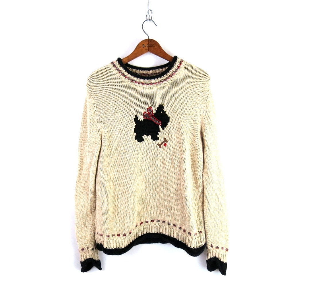 90s Scottish Scottie Terrier Dog Sweater Novelty Dog Sweater Etsy