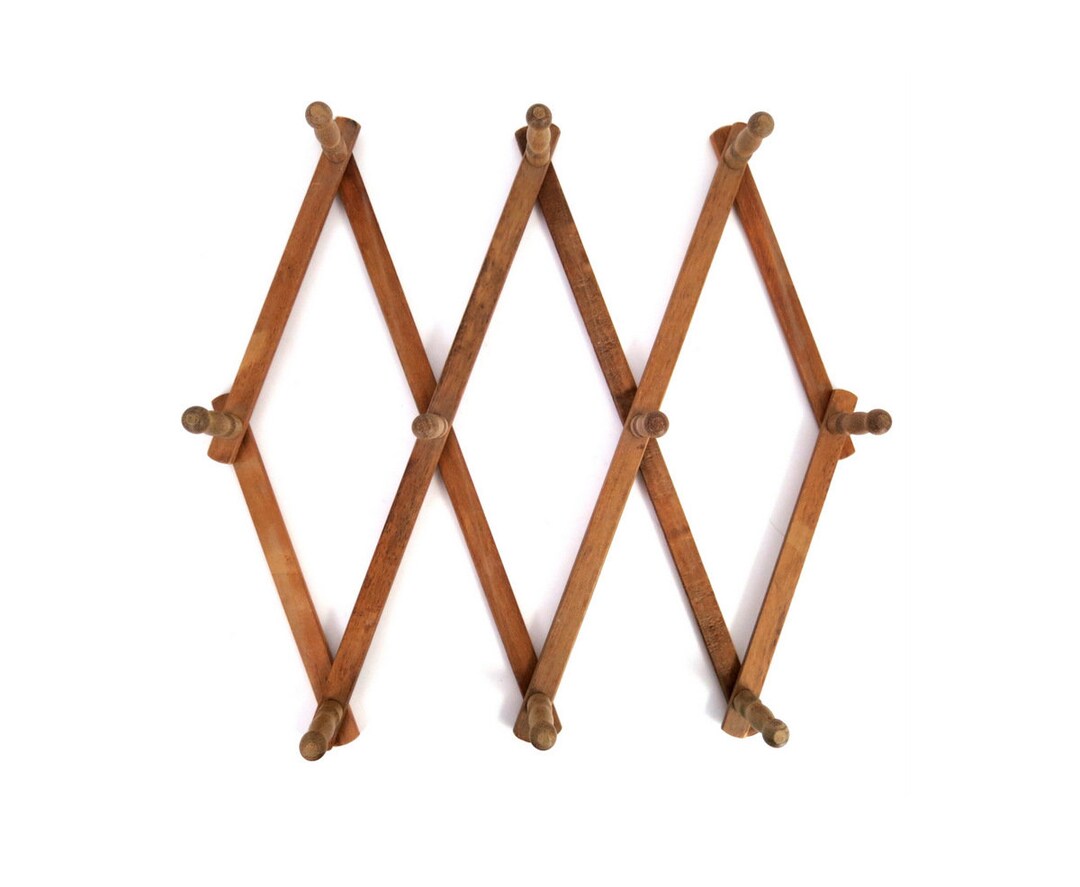 Vintage Wooden Accordion Peg Rack Coffee Mug or Slip Hanger Etsy