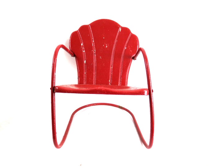 Vintage Red Metal Child's Garden Chair / Red Metal Children's Chair Etsy