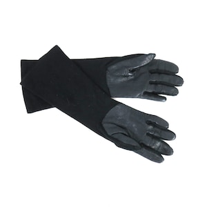 Vintage Long Black Leather Hansen Gloves - Size Medium/Large