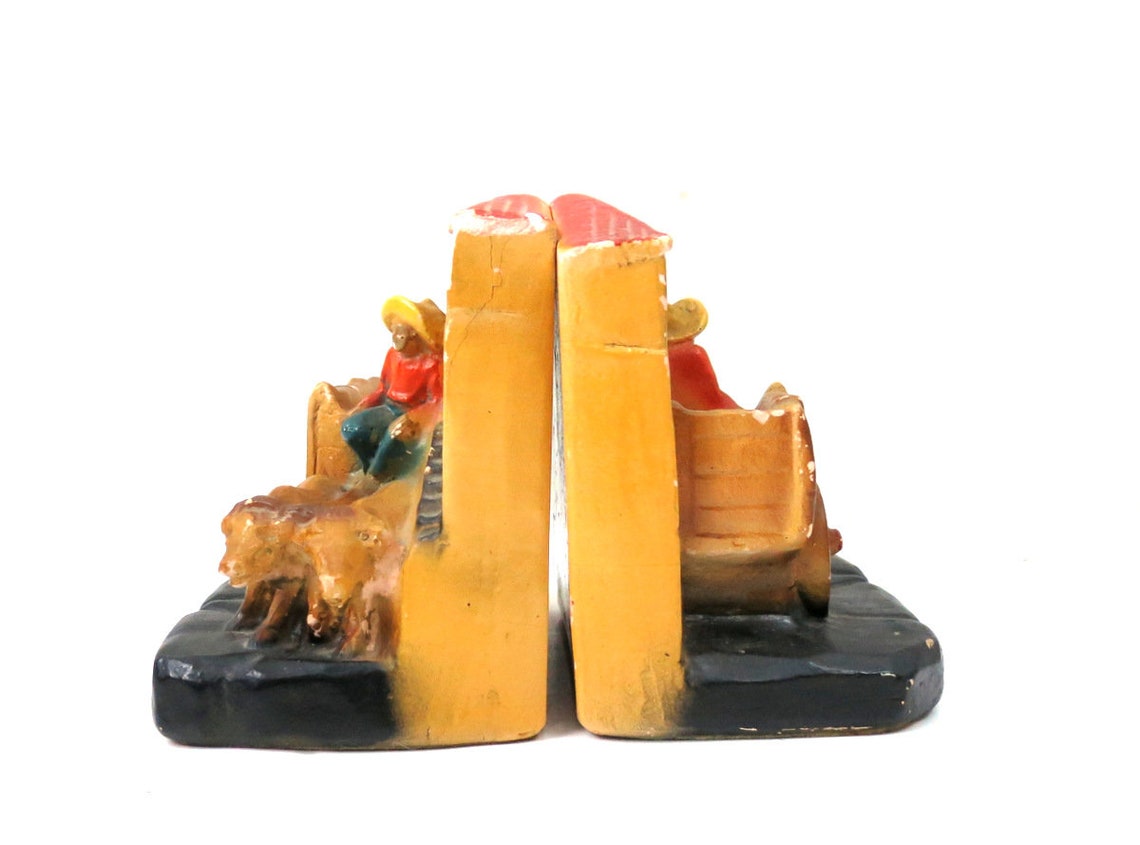 Vintage Chalkware Bookends Southwestern Decor Set of Two Chalk Etsy