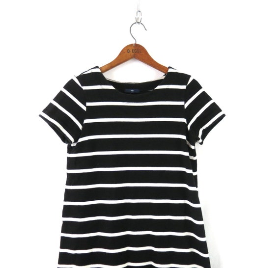 Black Striped Tshirt Dress Jumper 00s Cotton Dres… - image 2