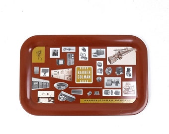 Vintage Barber Colman Company Metal Tray Industrial Mid Century Home Decor / Rockford Illinois Factory Collectible Advertising