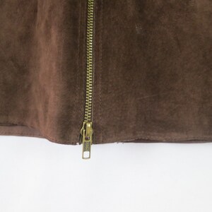Jupe en cuir suédé Jupe marron longueur genou Jupe bohème minimaliste moderne des prairies Taille 8 pour femme image 2
