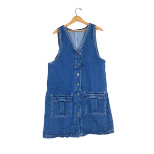90s Button Down Jean Dress Vintage Denim Jumper Dress Women's Size Large - Etsy 90s Button Down Jean Dress Vintage Denim Jumper Dress Women's Size Large - Etsy
