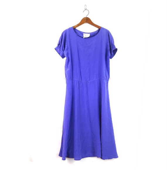 Vintage 70s Purple Silk Dress - Maggy London - Wo… - image 1