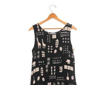 90s Animal Print Dress Y2K Vintage Giraffe Slip Dress Women's Size Small / P/S