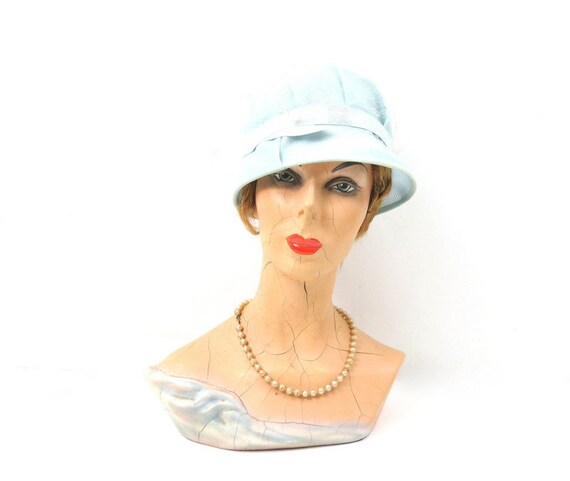 Vintage Pale Blue Hat 1950s Fashion Hat 