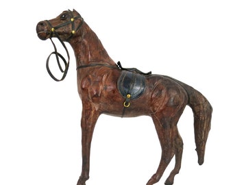Vintage Leather Horse with Saddle