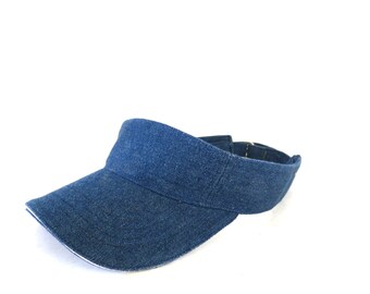 Blue Denim Visor Hat 90s Vintage Summer Sun Preppy Blue Jean Beach Hat Unisex Vacation Wear