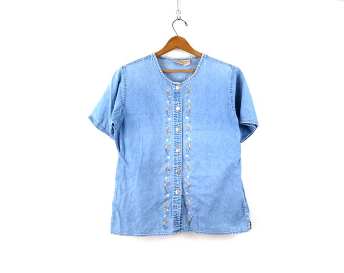 Denim Shirt Embroidered Plus Size