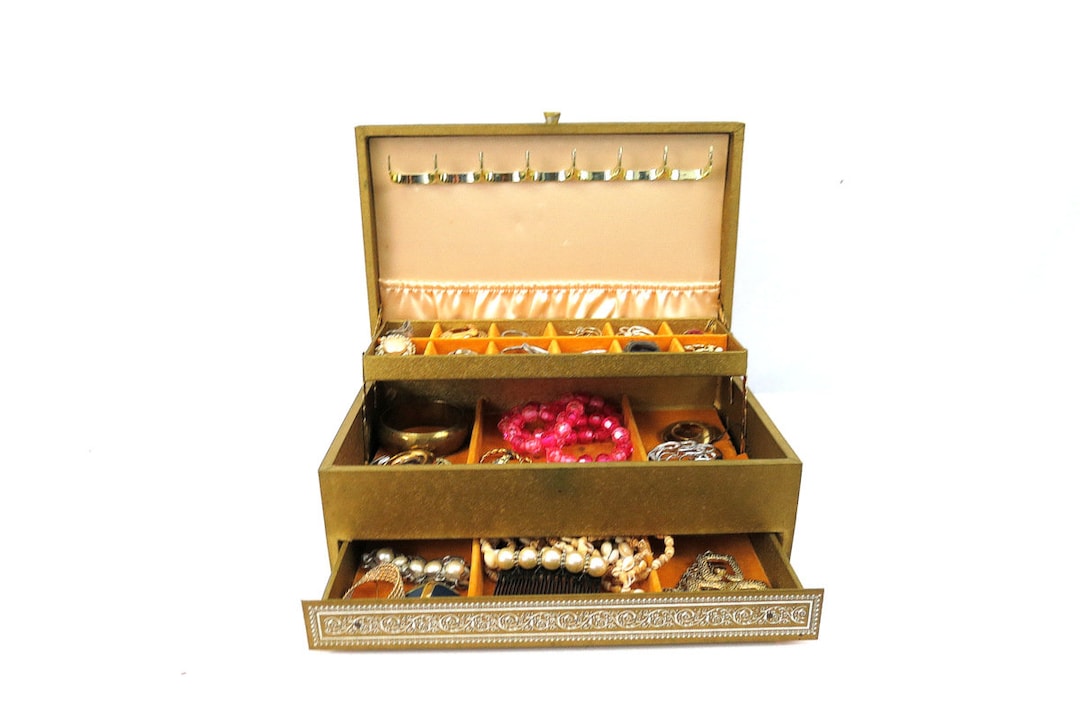 Gold Jewelry Box Vintage Jewelry Box Home Decor Vanity - Etsy